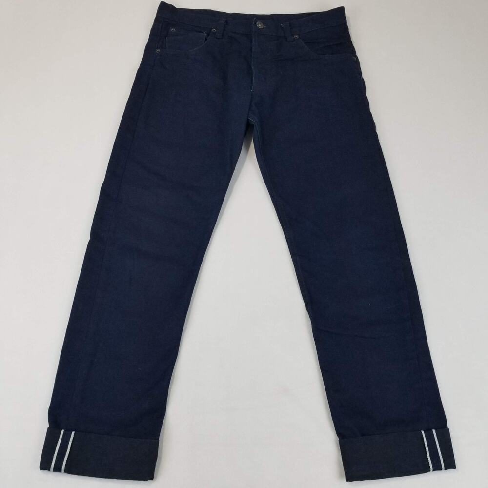 Dyer Jenkins Selvedge Jeans Mens 34x34 Dark Blue Button Fly Cuffed Made in USA
